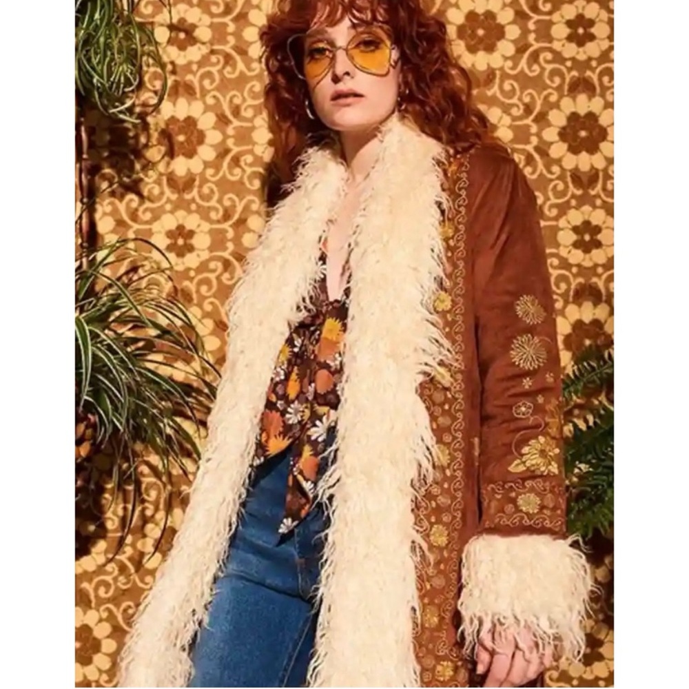 HIPPIE SHAKE HEROES Breaking Hearts Penny Lane Coat - Brown and Gold